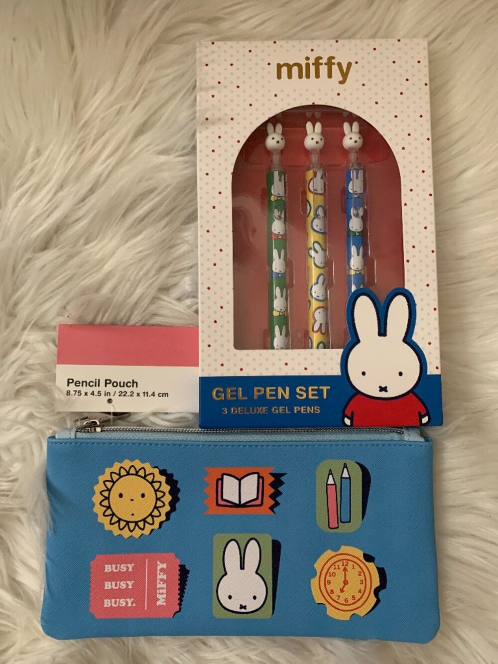 MIFFY Graphic Printed Pencil Case with Gel Pen Set 4 Pcs